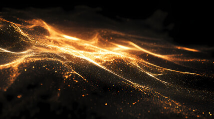 Abstract light rays on black background, futuristic design in digital art style or technology concept. Ethereal Light. Illustration