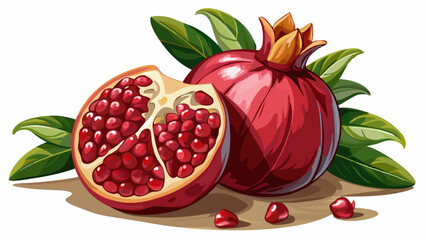 tasty pomegranate on white background with ripe fresh pomegranate seeds tilted angle