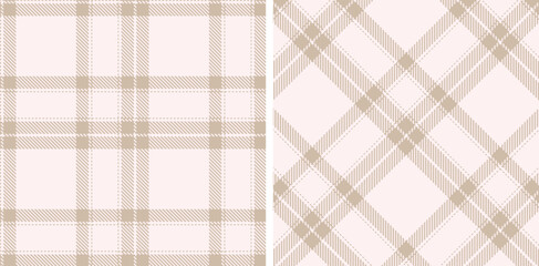 Soft Putty and Muted Very Light Pink Seamless Tartan Fabric Design