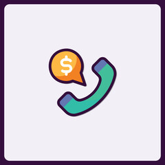 Financial Consultation Hotline Icon depicting Phone with Dollar Bubble