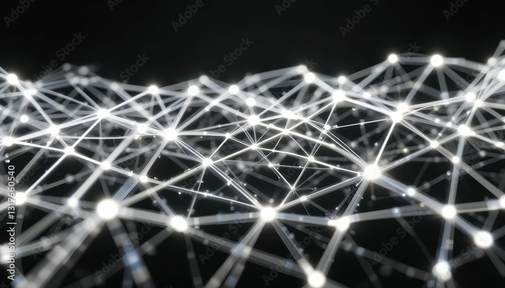 Poster abstract network connection visualization with bright points of light