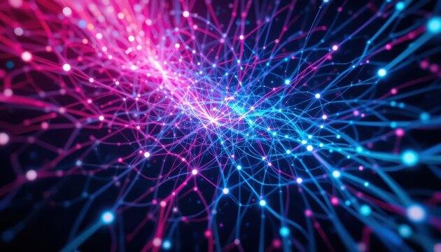 Abstract Technology Background with Colorful Light Connections