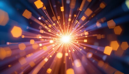 Obraz premium Vibrant Light Rays and Colorful Particles in Abstract Background