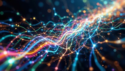 Obraz premium Colorful Abstract Waves of Light Creating Dynamic Energy Flow