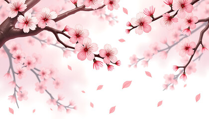 Spring blooming sakura: pale pink petals swirl in the spring breeze, conveying ephemeral beauty and seasonal allure 