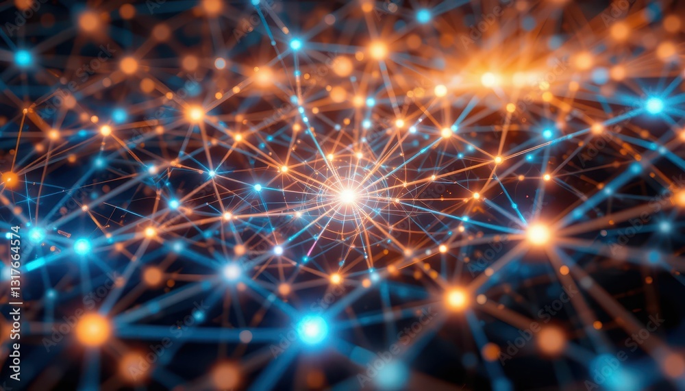 Poster abstract digital connection background with glowing network lines