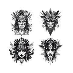 Fototapeta premium Aztec woman design vector template illustration