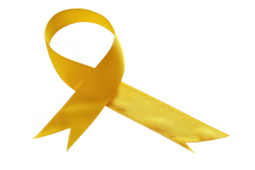 Yellow awareness ribbon isolated on transparent background