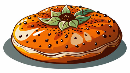 Reflected bun with poppy seeds on white background