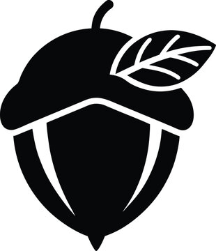 recommend clip art: Silhouette of an acorn nut, acorn silhouette vector, acorn vector icon, hazel nut black icon vector  