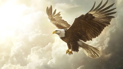 Obraz premium Bald eagle gliding wind focused gaze images