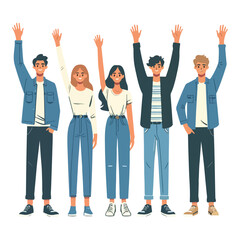 Obraz premium vector young man standing and jumping happily