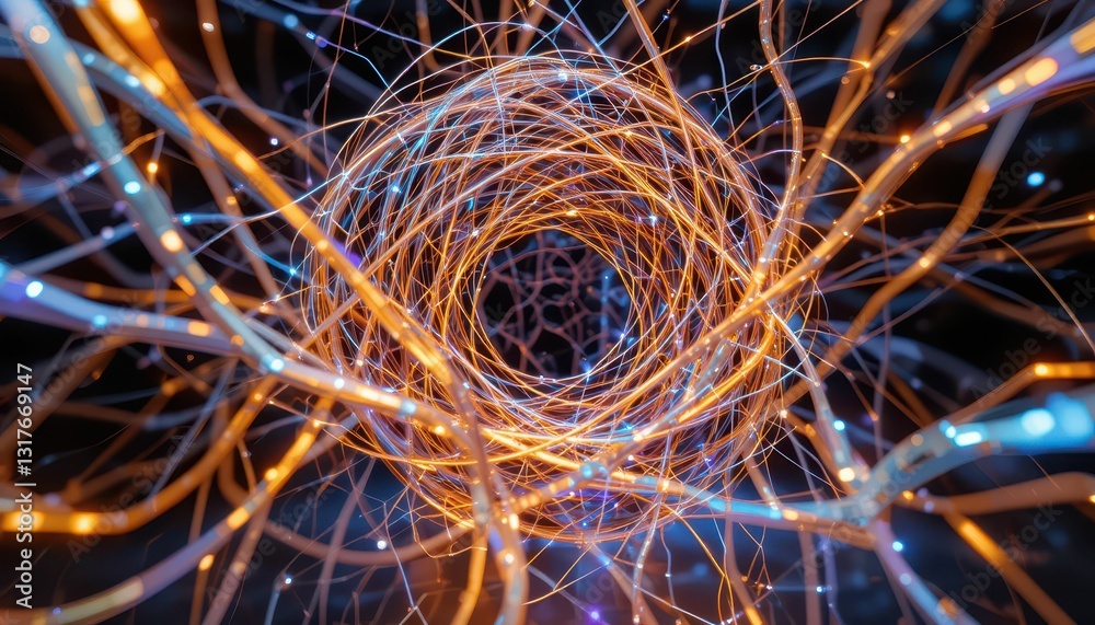 Poster abstract light trails spiraling in dynamic patterns and colors