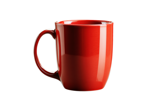 A red mug with a handle isolated on transparent background