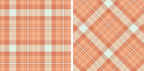 Iridescent Dark Peach and Muted Pale Salmon Seamless Tartan Fabric Design