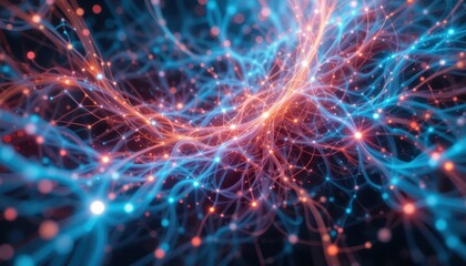 Abstract Digital Design of Blue and Orange Neural Connections