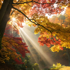 autumn forest in the morning