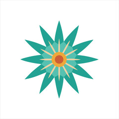 Decorative Bloom with Sunburst Pattern Vector Icon