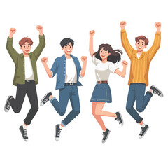 Obraz premium vector young man standing and jumping happily