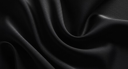 Fototapeta premium Elegant black fabric with soft flowing folds. 