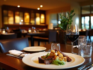 A delicious meal served at a restaurant dining table setting