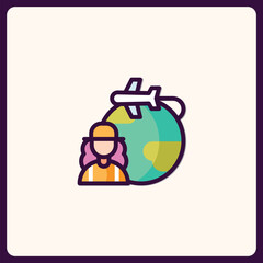 Global Wanderlust: A Colorful Icon Representing Travel and Exploration Concept
