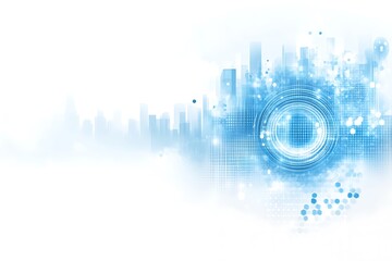 Futuristic City Skyline With Technology And Digital Circles