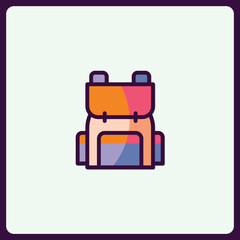 Colorful backpack icon with a modern style for school and travel theme