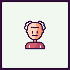 Flat design vector icon illustration of an elderly cartoon character