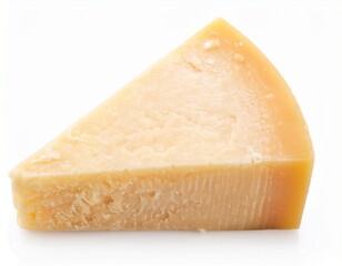 A Single Piece of Authentic Italian Parmigiano Reggiano Cheese Isolated on White Background: Premium Quality Parmesan for Culinary Excellence