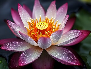 Ethereal Close-Up of a Lotus Bloom with Gentle Pink and White Petals and Dewy Accents