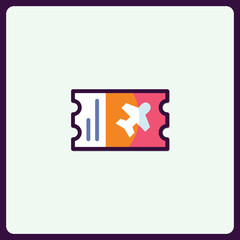 Obraz premium Vibrant airline ticket icon symbolizing travel and vacation adventures