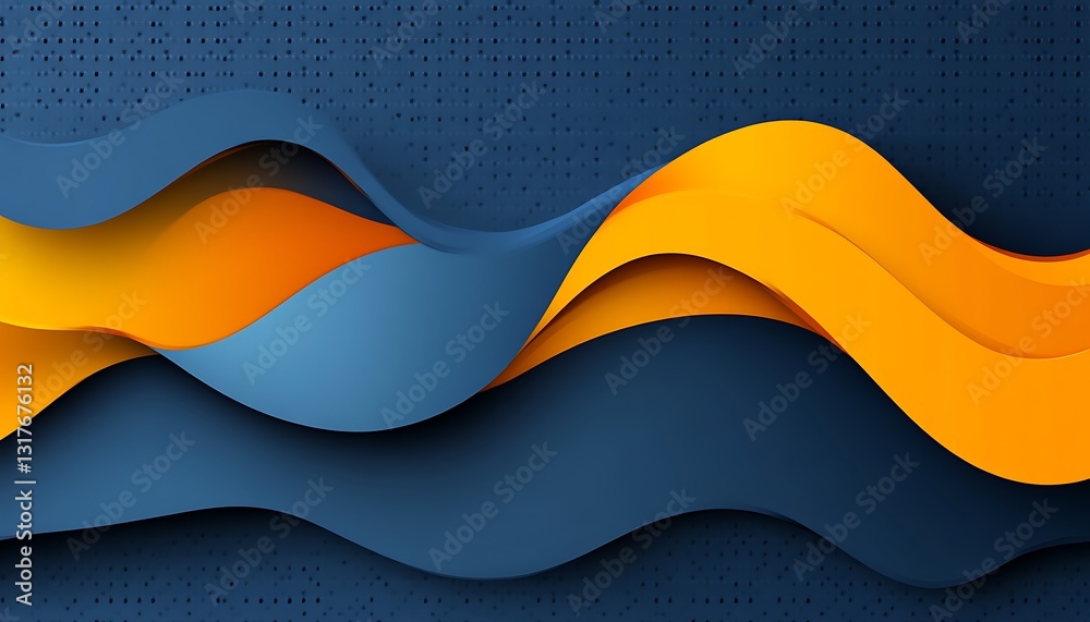 Poster abstract layered flowing shapes in multiple colors are visible