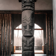 totem pole on a blue sky background