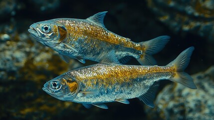 Naklejka premium Close-up view of two tetra fish in a stunning aquarium environment