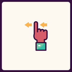 Fototapeta premium Stylized Finger with Horizontal Arrows, Indicating Swipe Gesture Icon