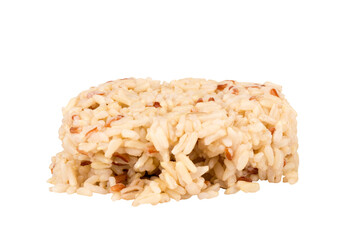 mixed red jasmine brown rice and barley isolated on white background pile