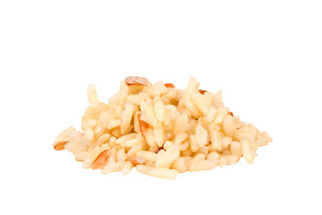 mixed red jasmine brown rice and barley isolated on white background pile