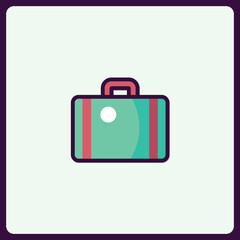 Stylish graphic suitcase icon illustration featuring flat design elements