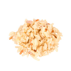 mixed red jasmine brown rice and barley isolated on white background pile