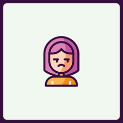 Melancholy avatar symbol conveying digital emotion and isolated expression