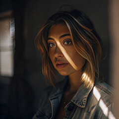 Shadow of light on girl face