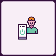 Illustration Depicting Smart Technology User Connecting with Power Symbol