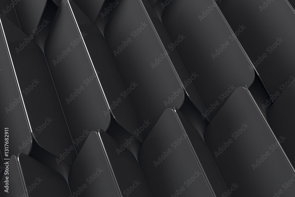 Poster Abstract geometrical pattern on black background. 3D Rendering