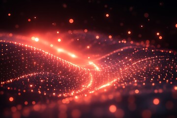 Obraz premium Glowing red lights create waves of shimmering abstract patterns