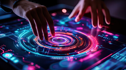 Bright lights glow. Fiber optic strands move AI Generative