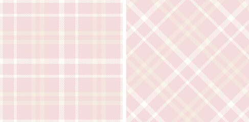 Pastel Seamless Tartan in Vivid Very Light Pink tones Fabric Design