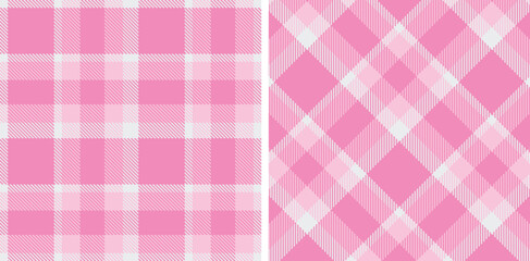 Warm Very Light Pink Seamless Tartan with Vivid Bubblegum Pink accents Fabric Design