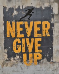 NEVER GIVE UP &ndash; Motivational Poster with Industrial Background 