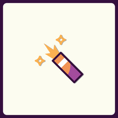 Colorful flat design icon illustration of a party popper with stars